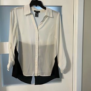 Style&Co black s d white tuxedo button down shirt